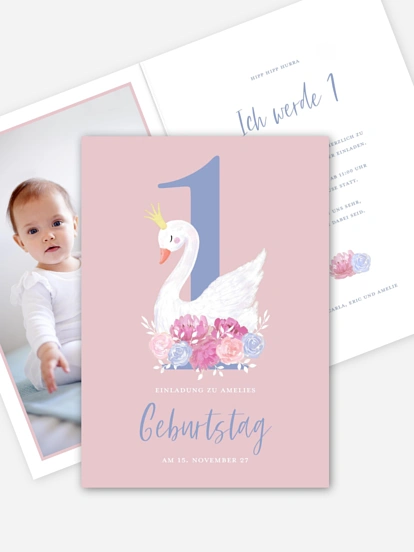 Kindergeburtstagseinladung Schwänchen 1