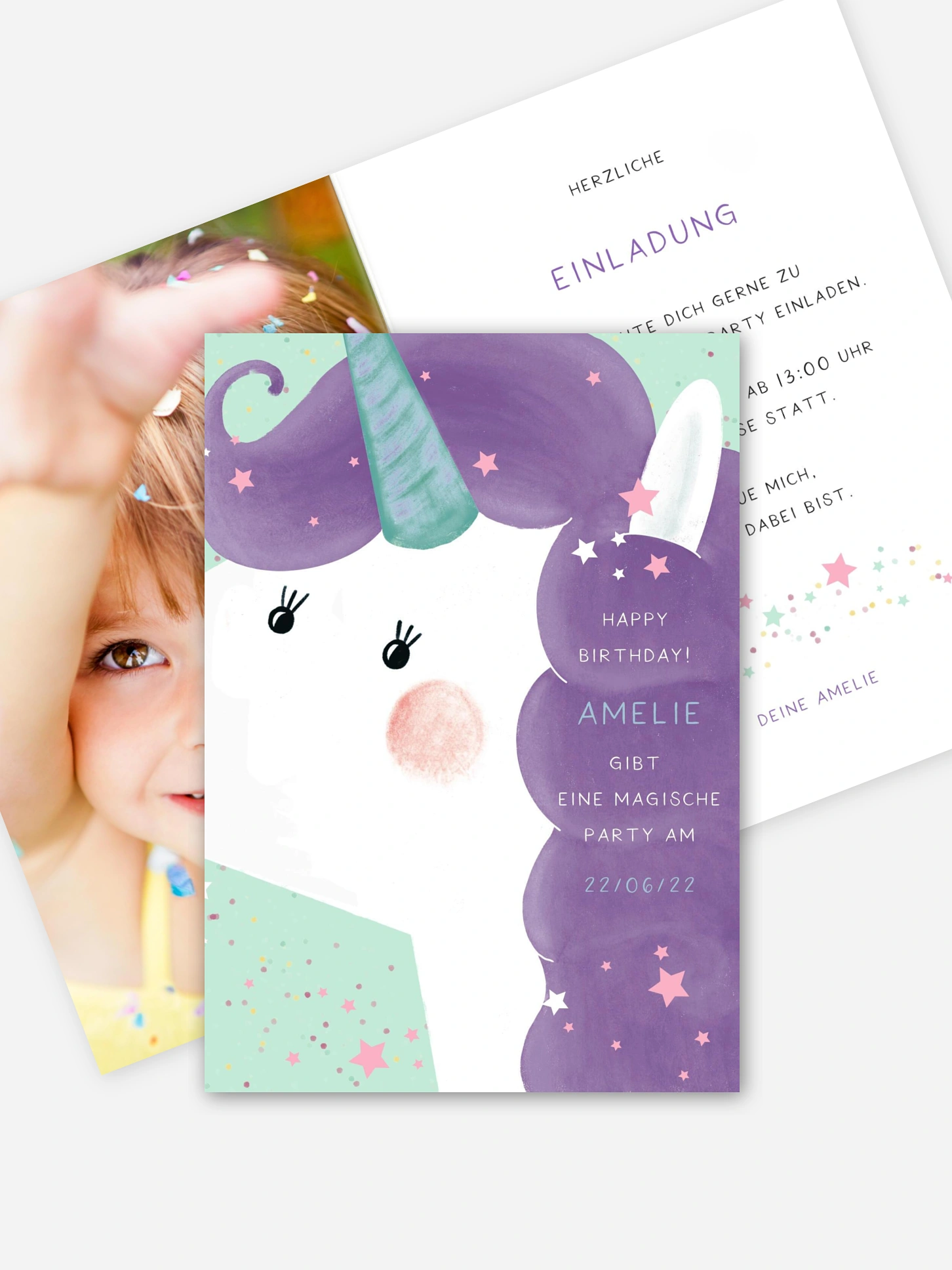 Kindergeburtstagseinladung Sparkle Unicorn