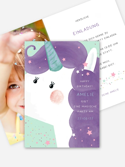 Kindergeburtstagseinladung Sparkle Unicorn