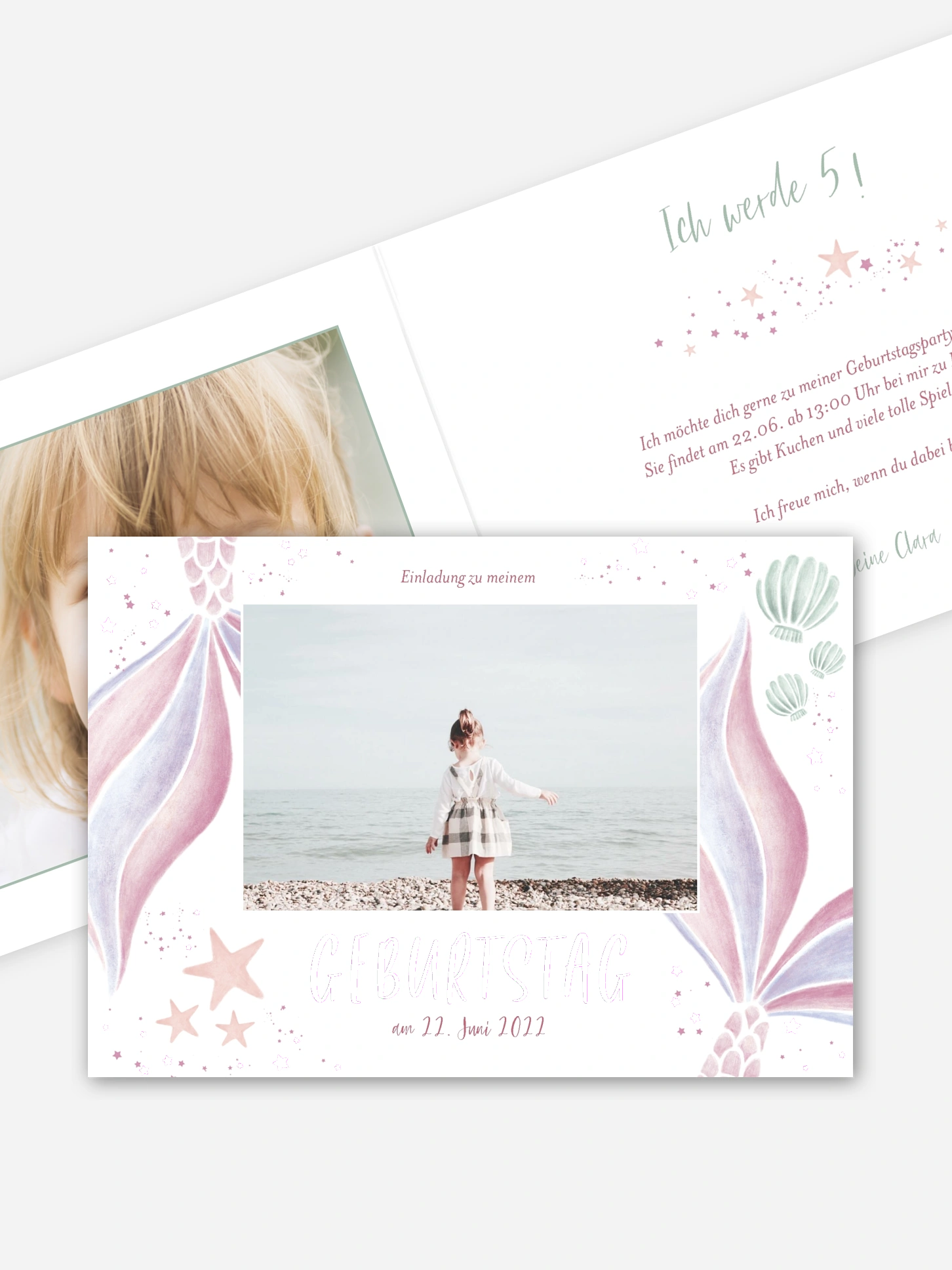 Kindergeburtstagseinladung Pink Mermaid