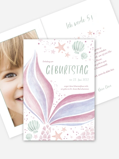 Kindergeburtstagseinladung Pink Mermaid
