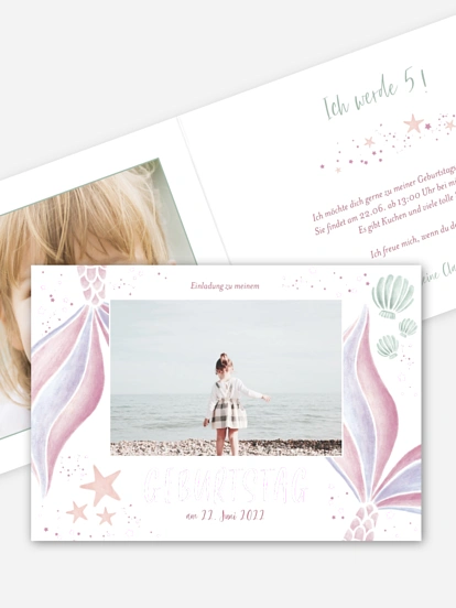 Kindergeburtstagseinladung Pink Mermaid
