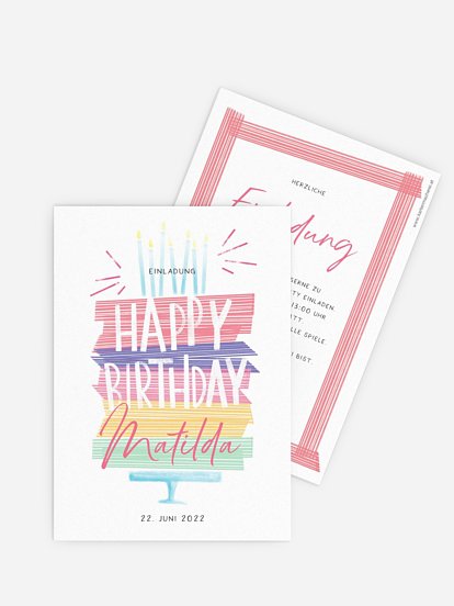 Kindergeburtstagseinladung Color Cake