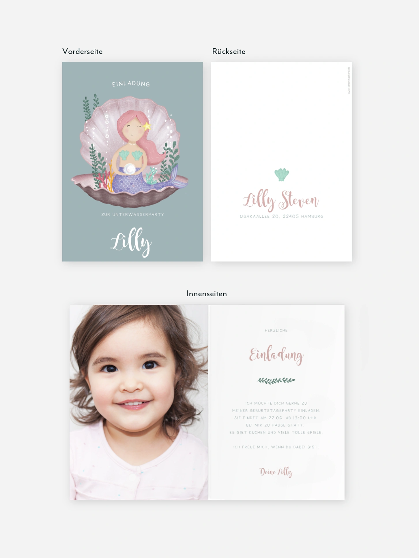 Kindergeburtstagseinladung Little Mermaid