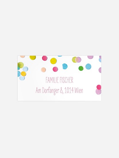 Empfängeraufkleber Geburtstag Konfettispass