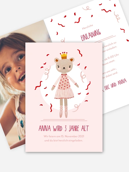 Kindergeburtstagseinladung Princess Teddy