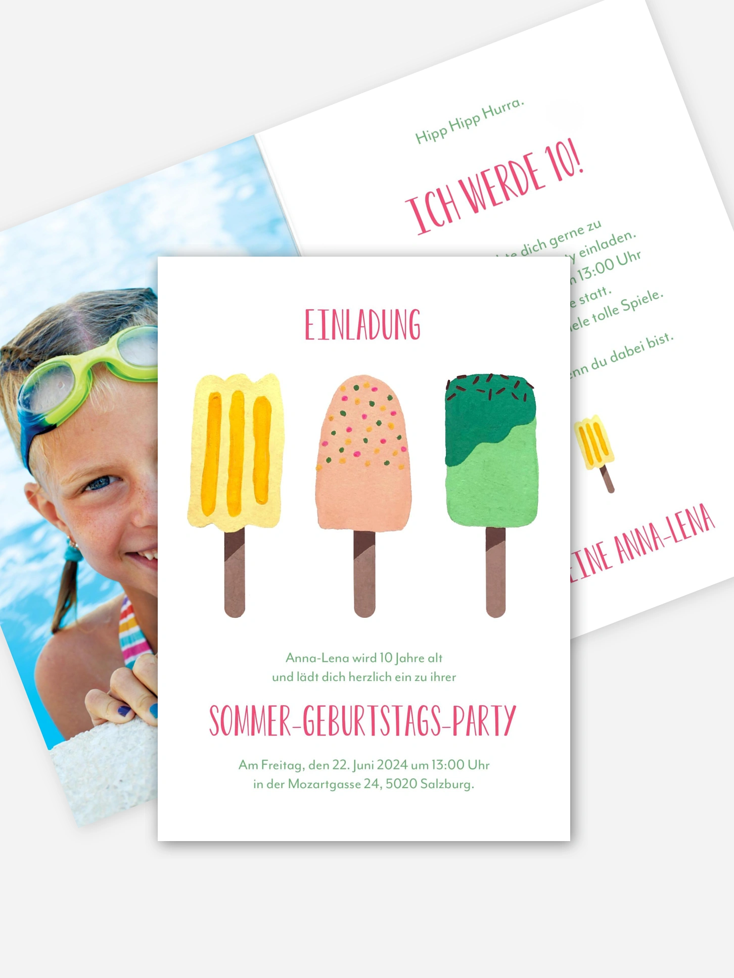 Kindergeburtstagseinladung Popsicles