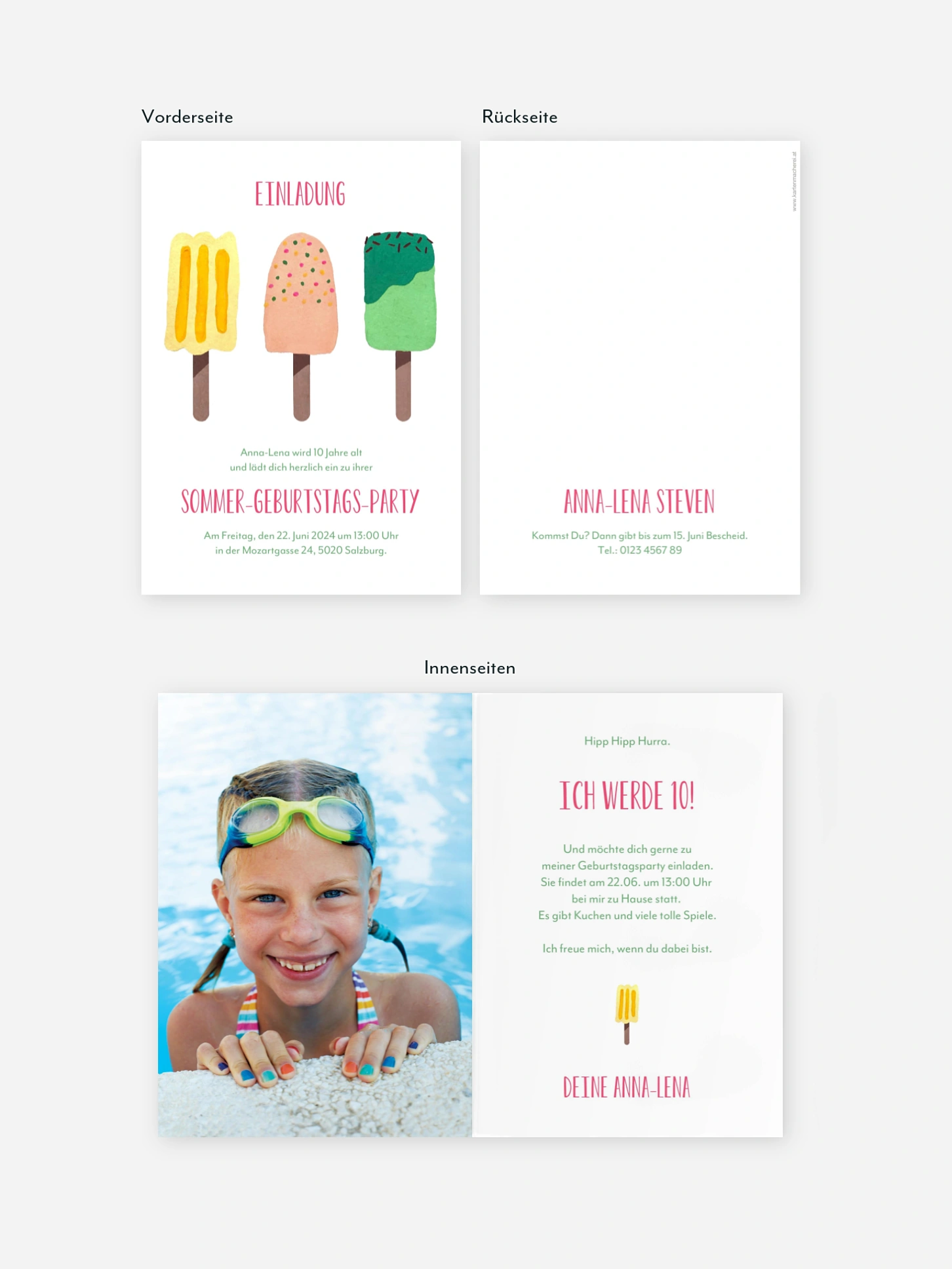 Kindergeburtstagseinladung Popsicles
