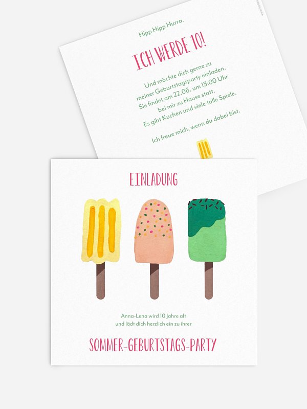 Kindergeburtstagseinladung Popsicles