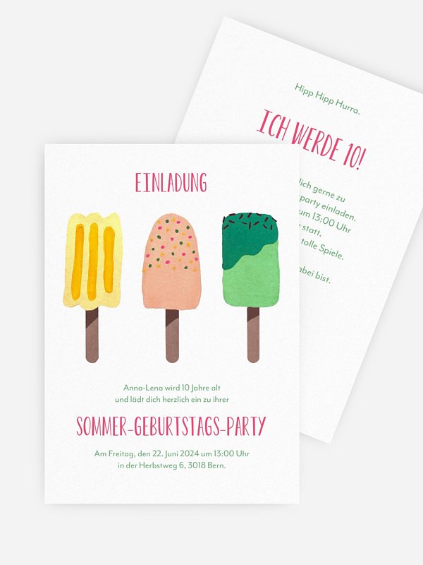 Kindergeburtstagseinladung Popsicles