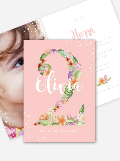 Kindergeburtstagseinladung Floral Two