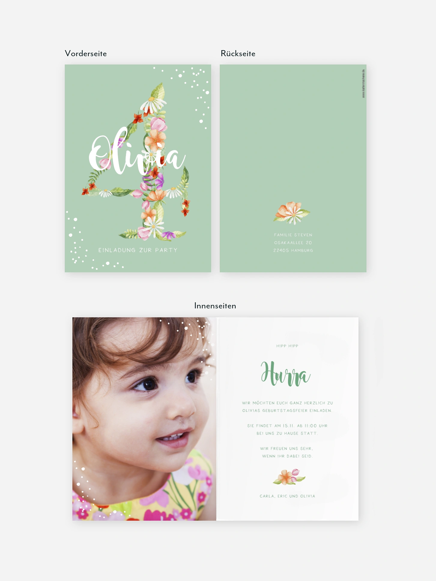 Kindergeburtstagseinladung Floral Four
