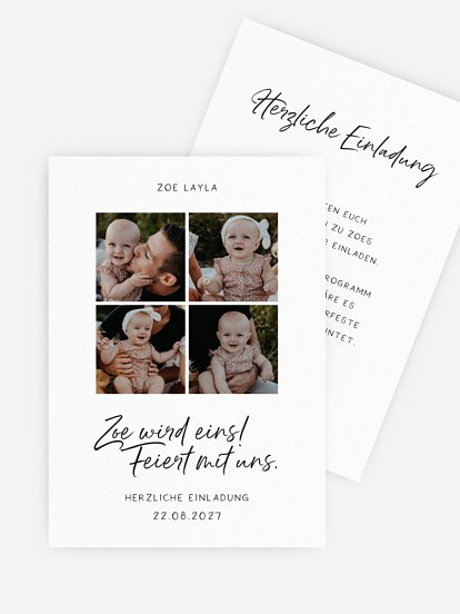 Kindergeburtstagseinladung Endlich Eins Collage