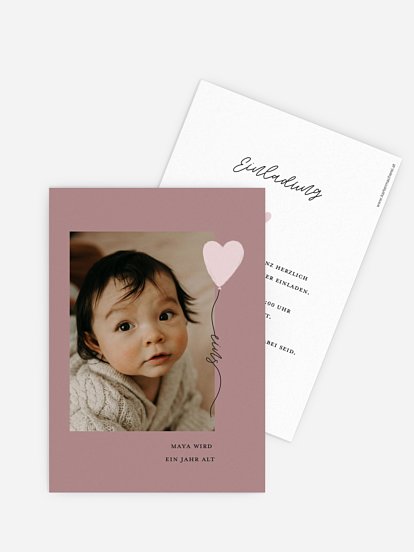 Kindergeburtstagseinladung Herzballon