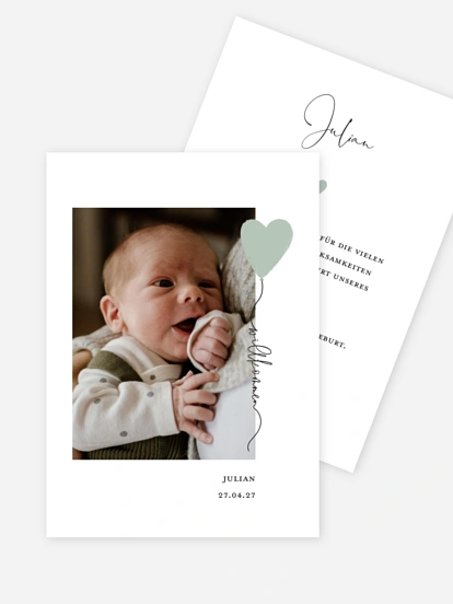 Geburtskarte Herzballon