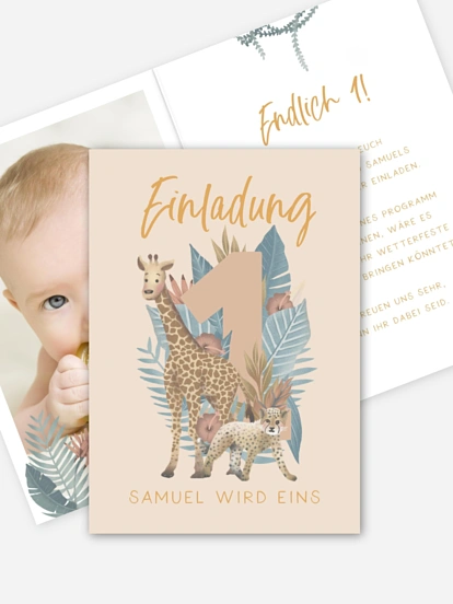 Kindergeburtstagseinladung Safaritiere