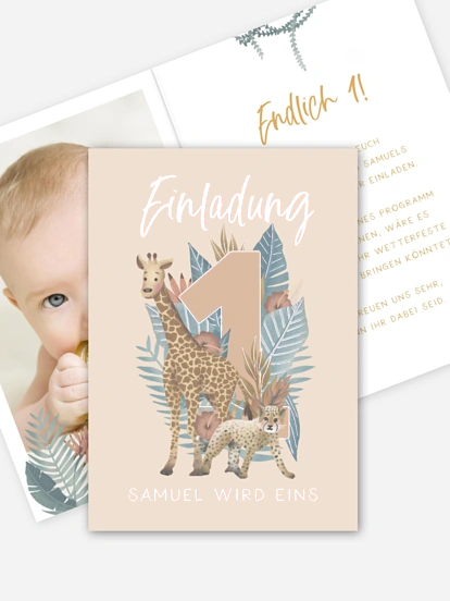 Kindergeburtstagseinladung Safaritiere