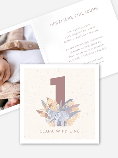 Kindergeburtstagseinladung Kleiner Elefant