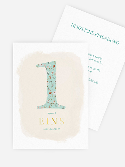 Kindergeburtstagseinladung Blümchen Eins