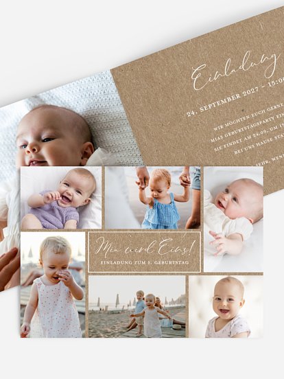 Kindergeburtstagseinladung Picture Perfect Kraftpapier