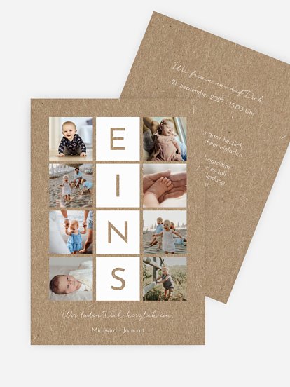 Kindergeburtstagseinladung Türmchen Kraftpapier