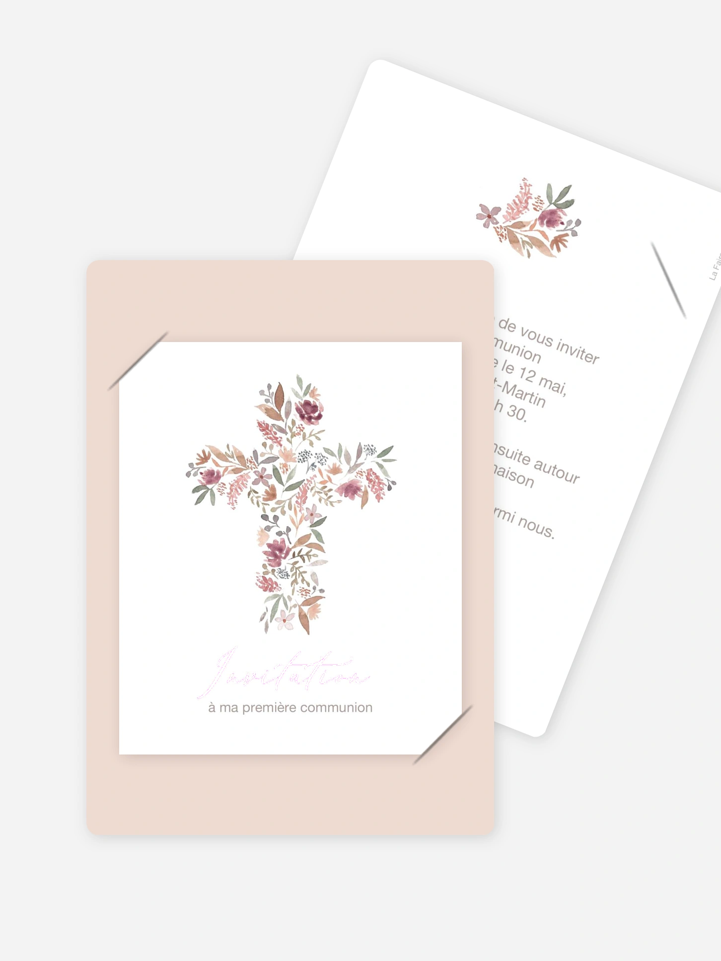 Invitation communion Croix fleurie