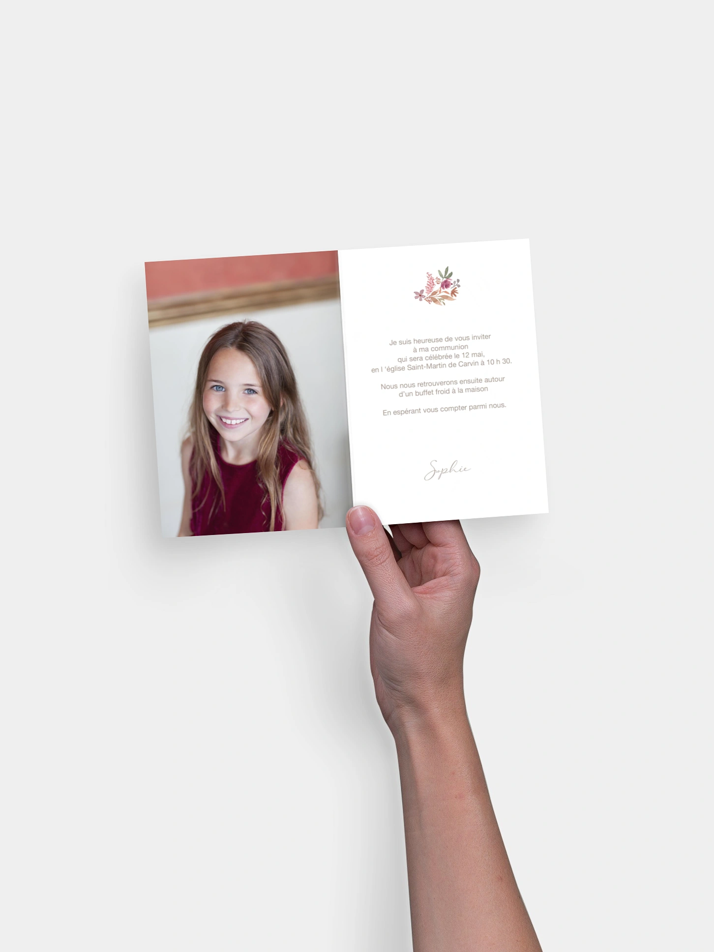 Invitation communion Croix fleurie