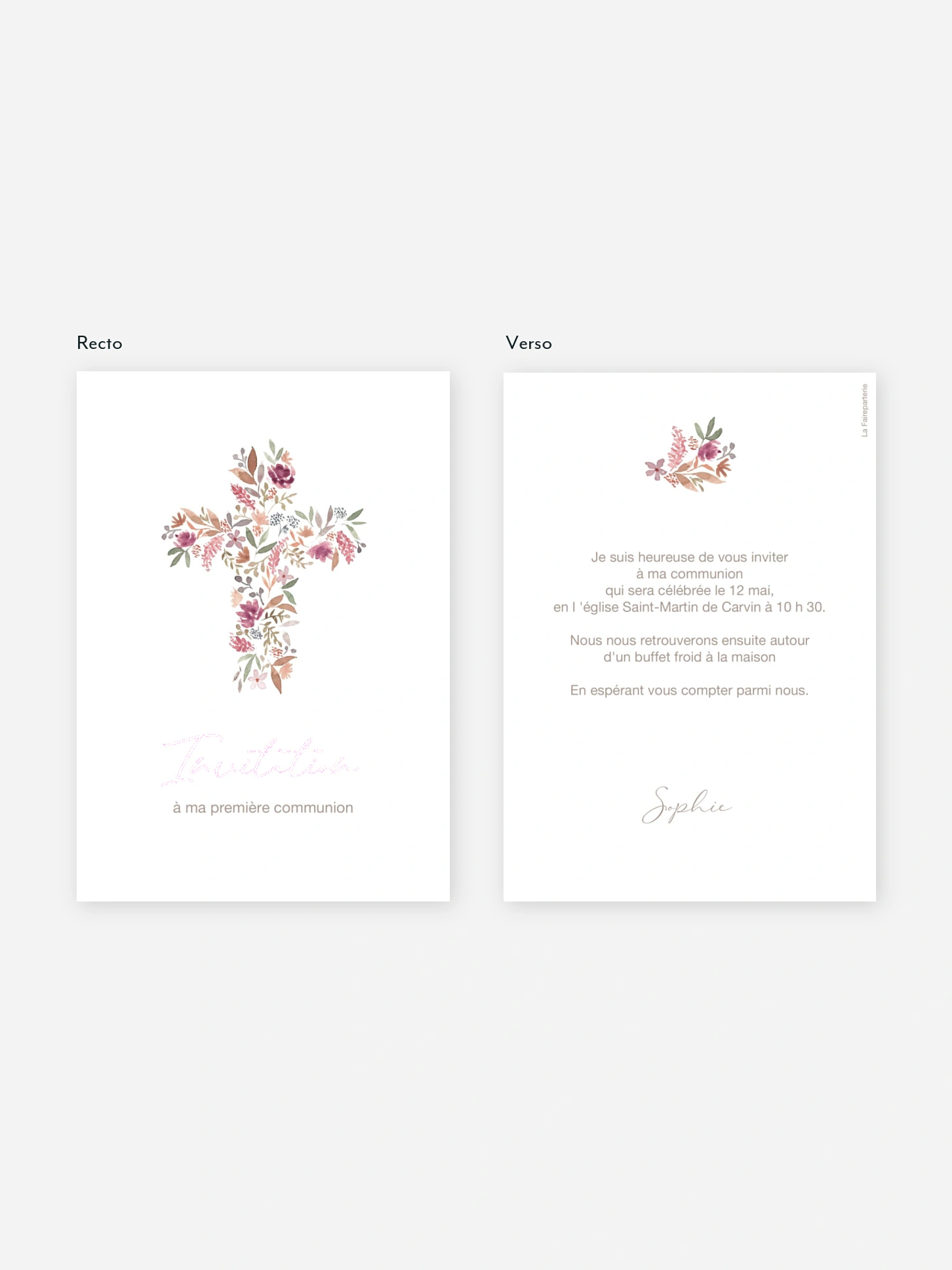 Invitation communion Croix fleurie