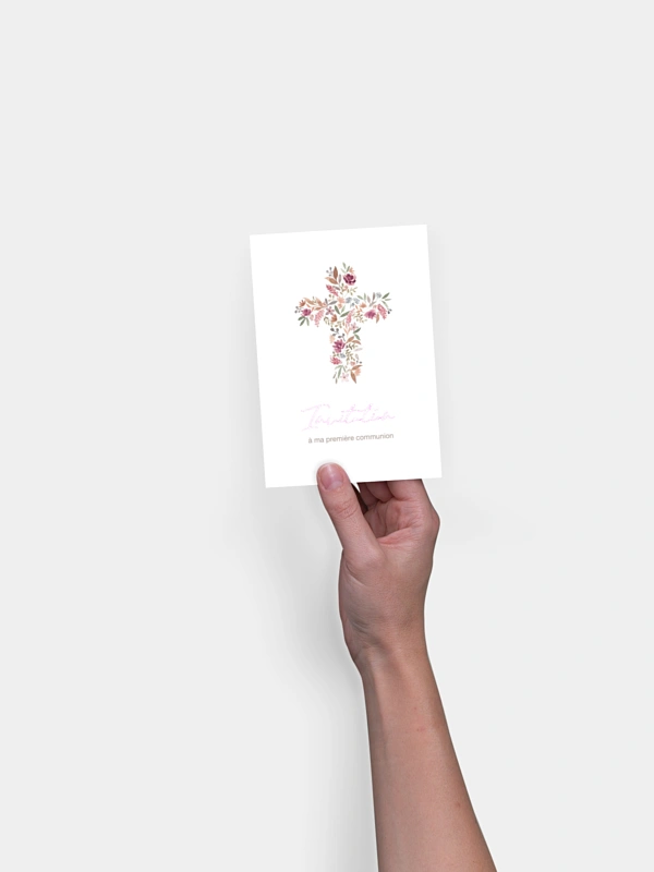 Invitation communion Croix fleurie