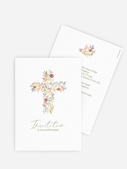 Invitation Confirmation Croix fleurie