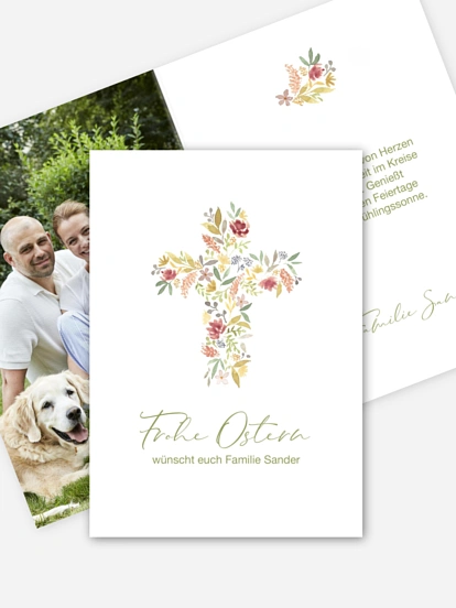 Osterkarte Blütenkreuz