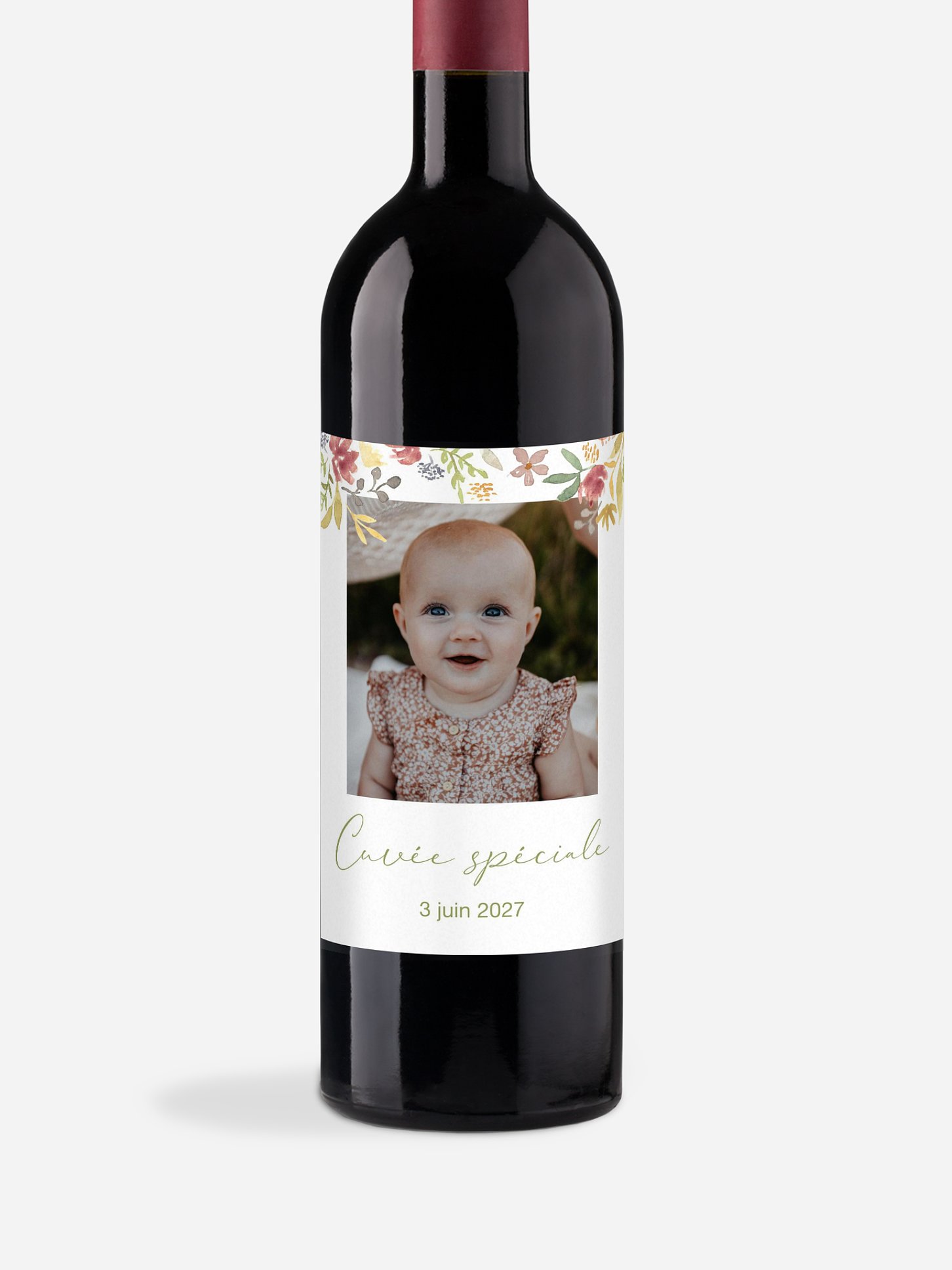 Étiquette pour bouteille Croix fleurie