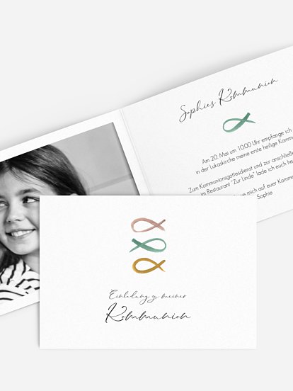 Kommunionseinladung Fische Trio