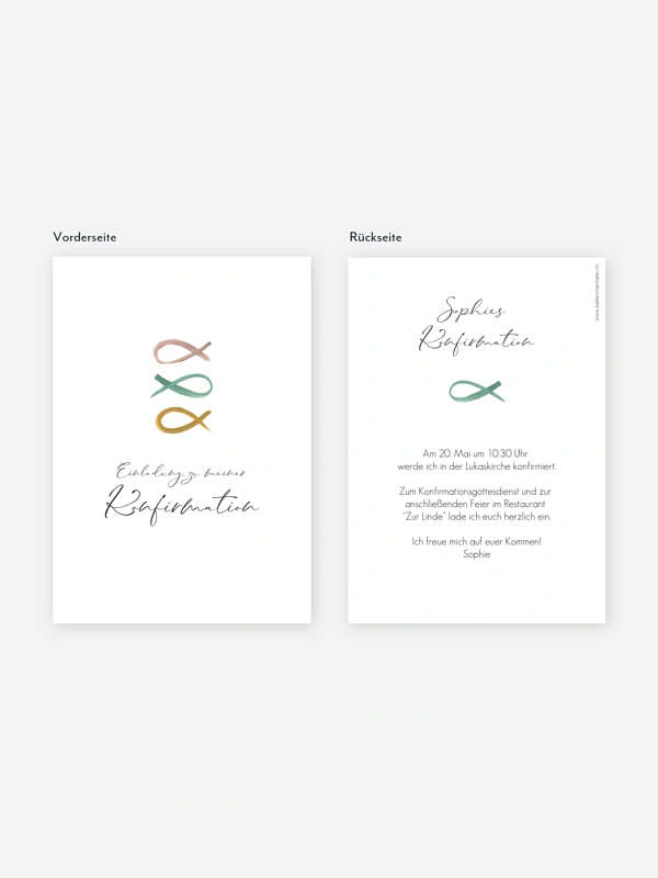Konfirmationseinladung Fische Trio