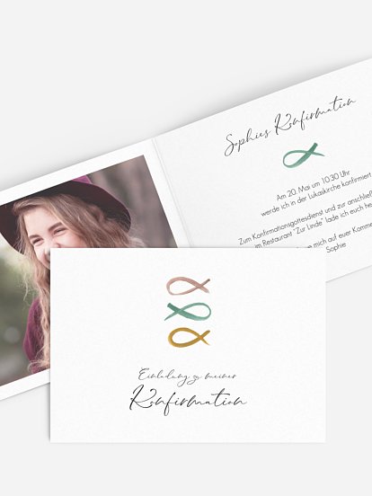 Konfirmationseinladung Fische Trio