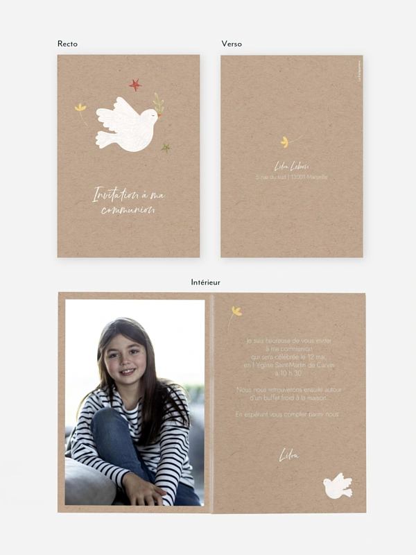 Invitation communion Petite colombe