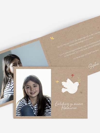 Kommunionseinladung Kleine Taube