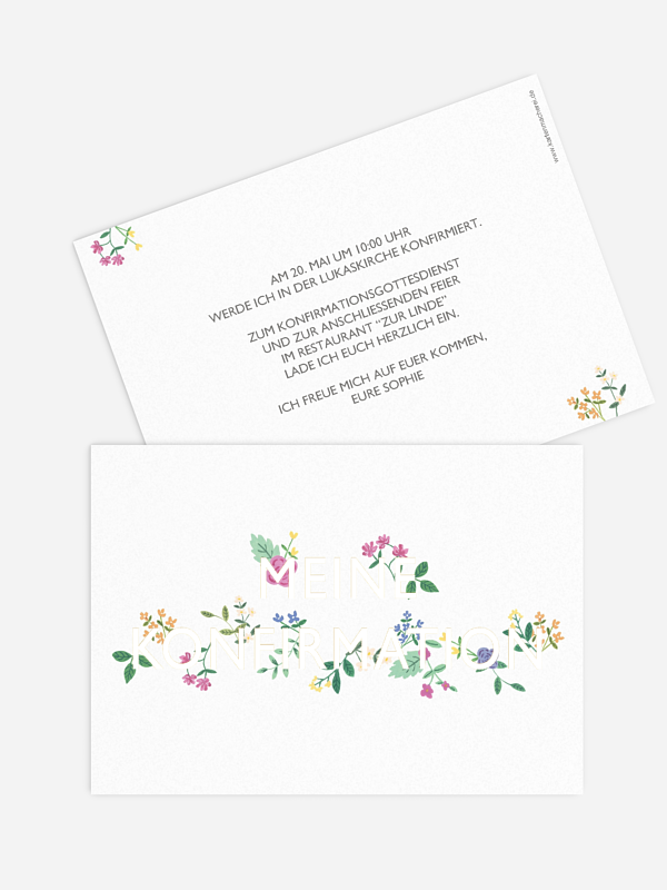 Konfirmationseinladung Flower Font