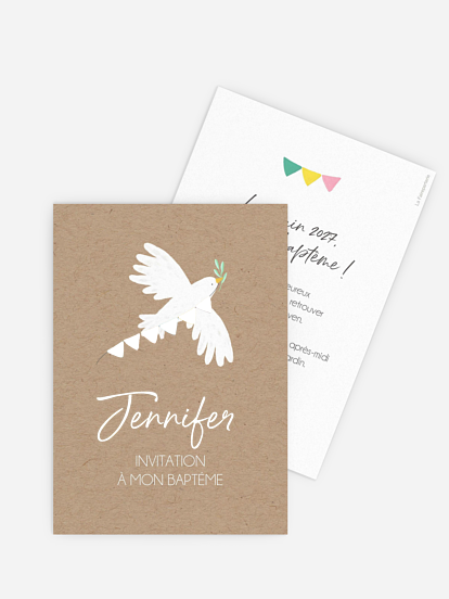 Faire-part baptême Envolée de banderole