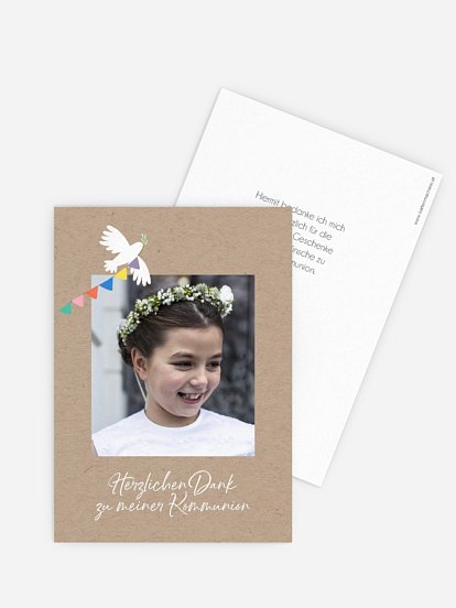 Danksagung Kommunion Wimpeltaube Foto