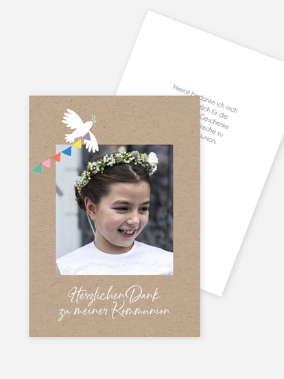 Danksagung Kommunion Wimpeltaube Foto