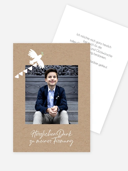 Danksagung Firmung Wimpeltaube Foto
