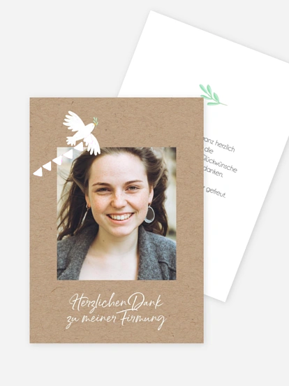 Danksagung Firmung Wimpeltaube Foto