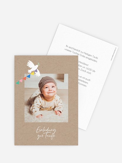 Taufeinladung Wimpeltaube Foto