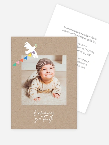 Taufeinladung Wimpeltaube Foto