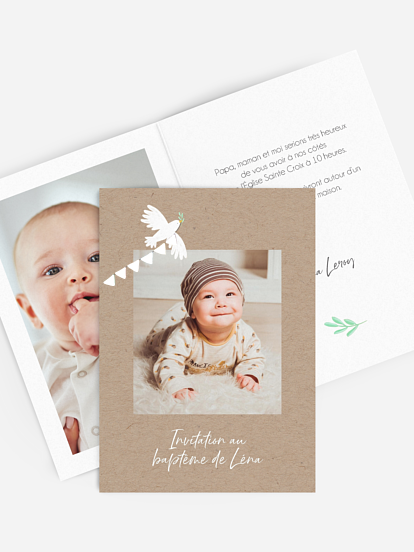 Faire-part baptême Envolée de banderole photo