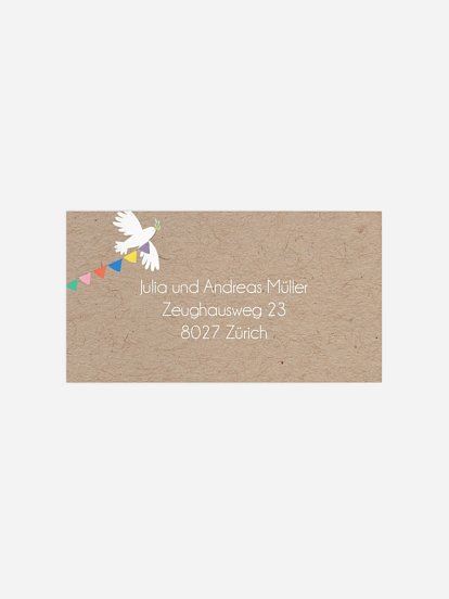 Empfängeraufkleber Taufe Wimpeltaube Foto