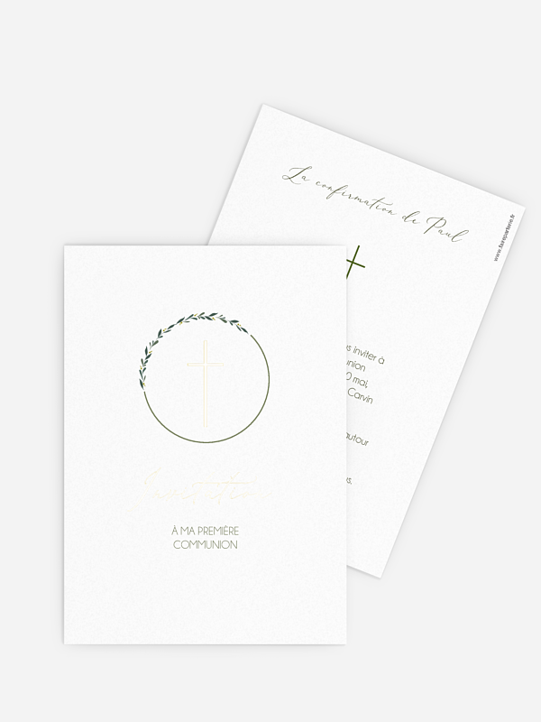 Invitation communion Croix chic