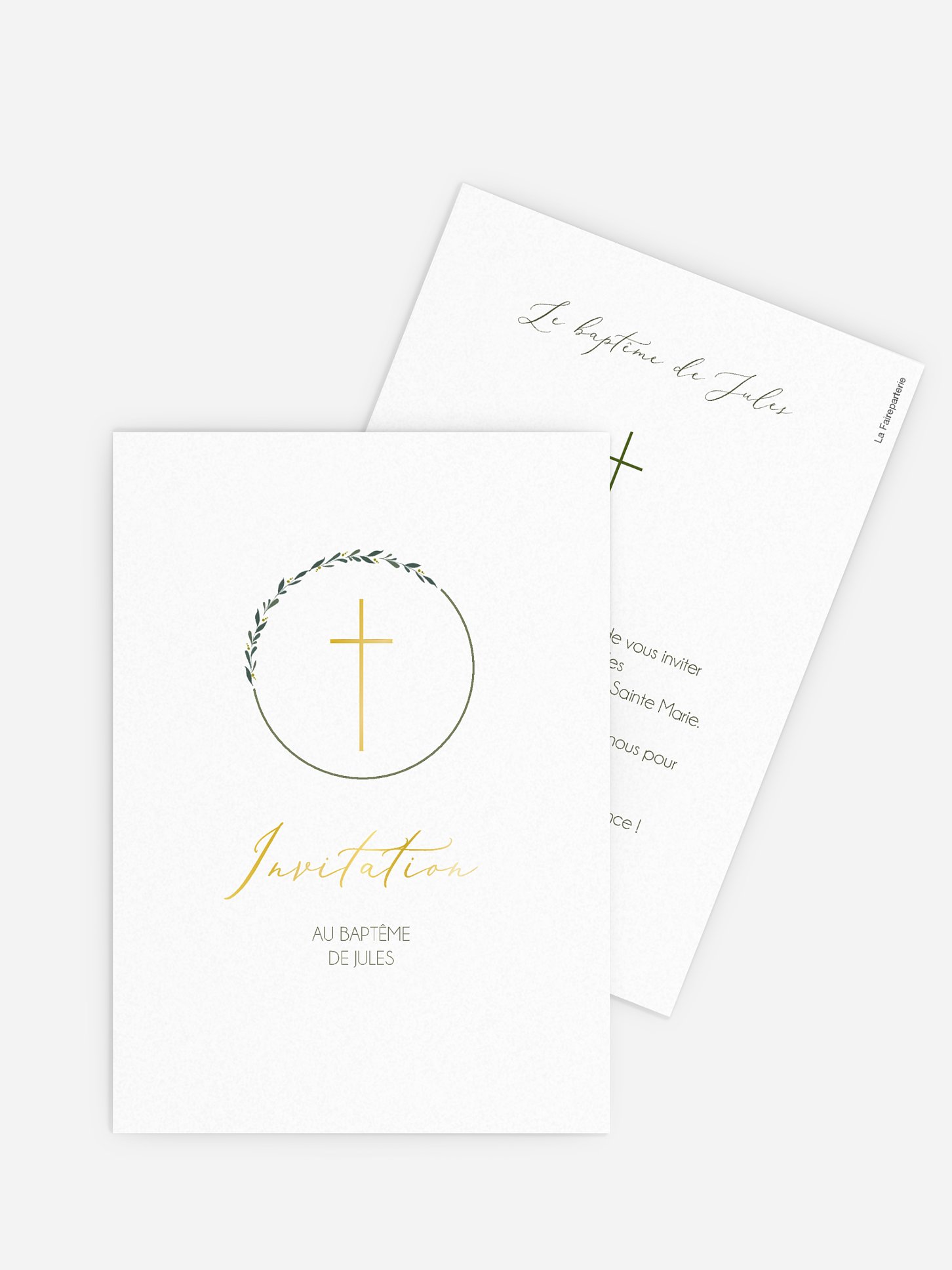 Faire-part baptême Croix chic