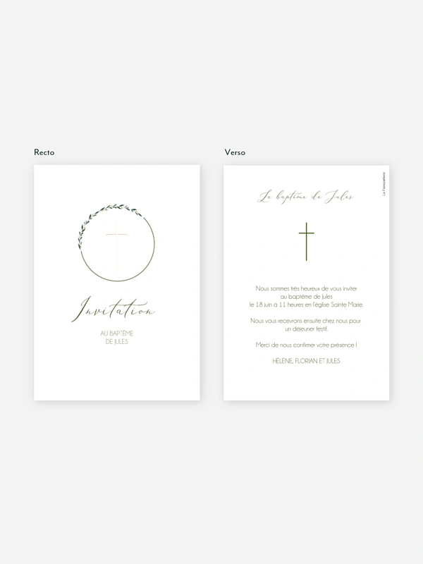 Faire-part baptême Croix chic
